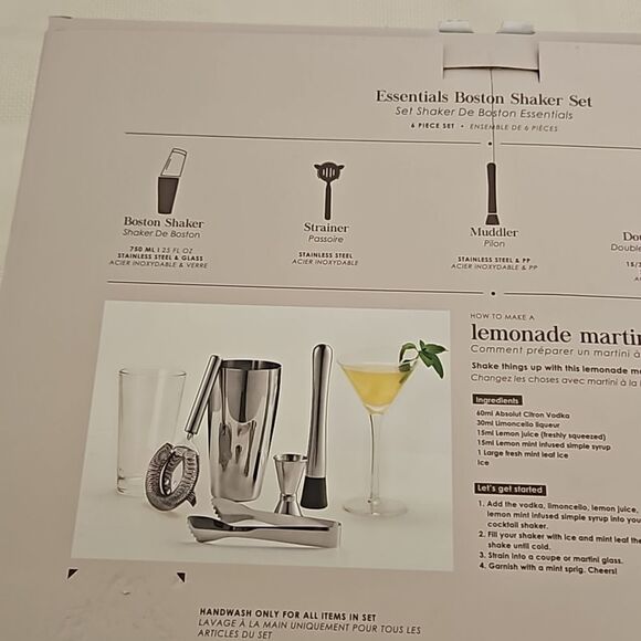 The Bar Shop By Ciroa Essentials Boston Shaker Set 6 Piece Set Silver - Picture 5 of 16